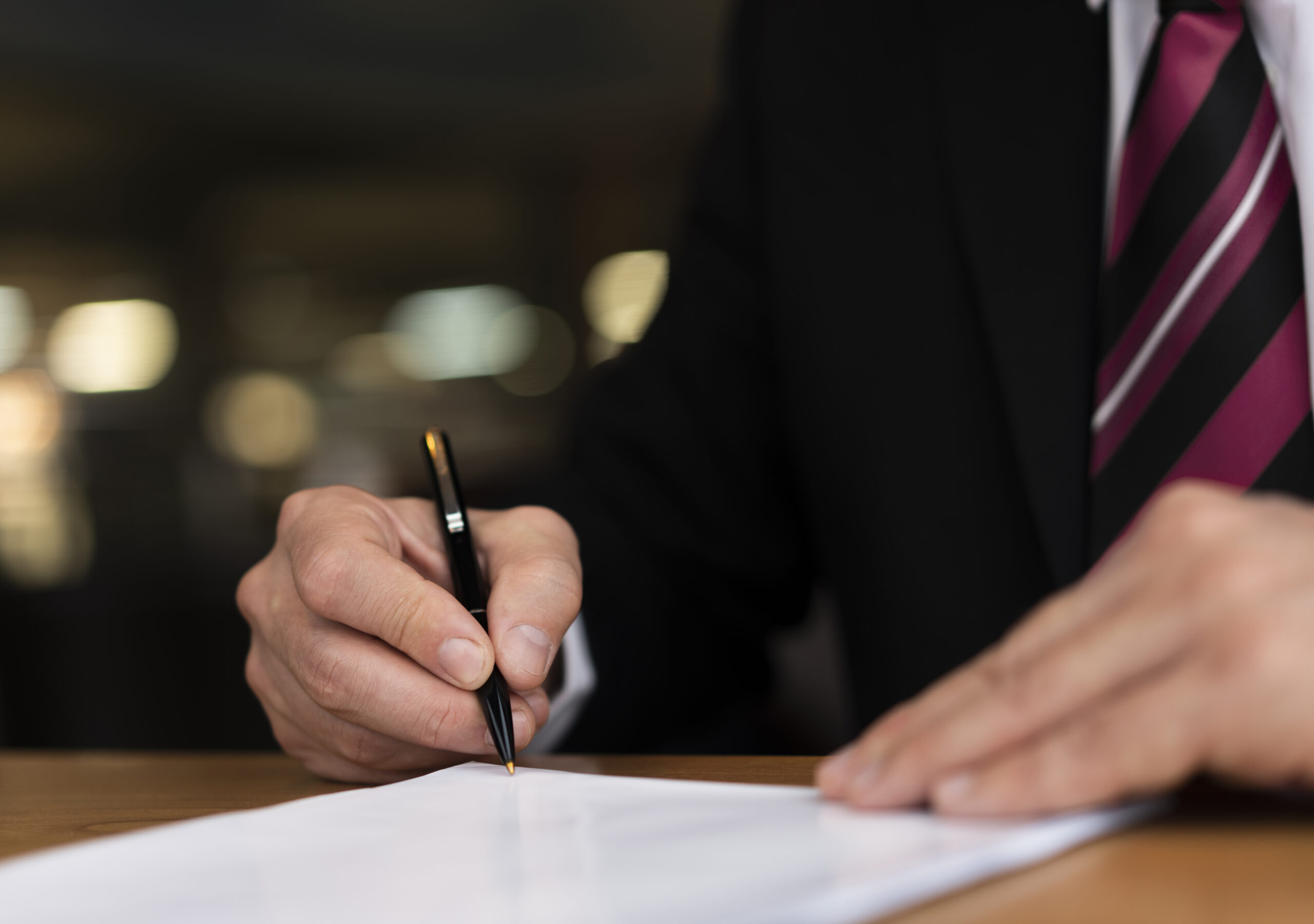 close up corporate man writing