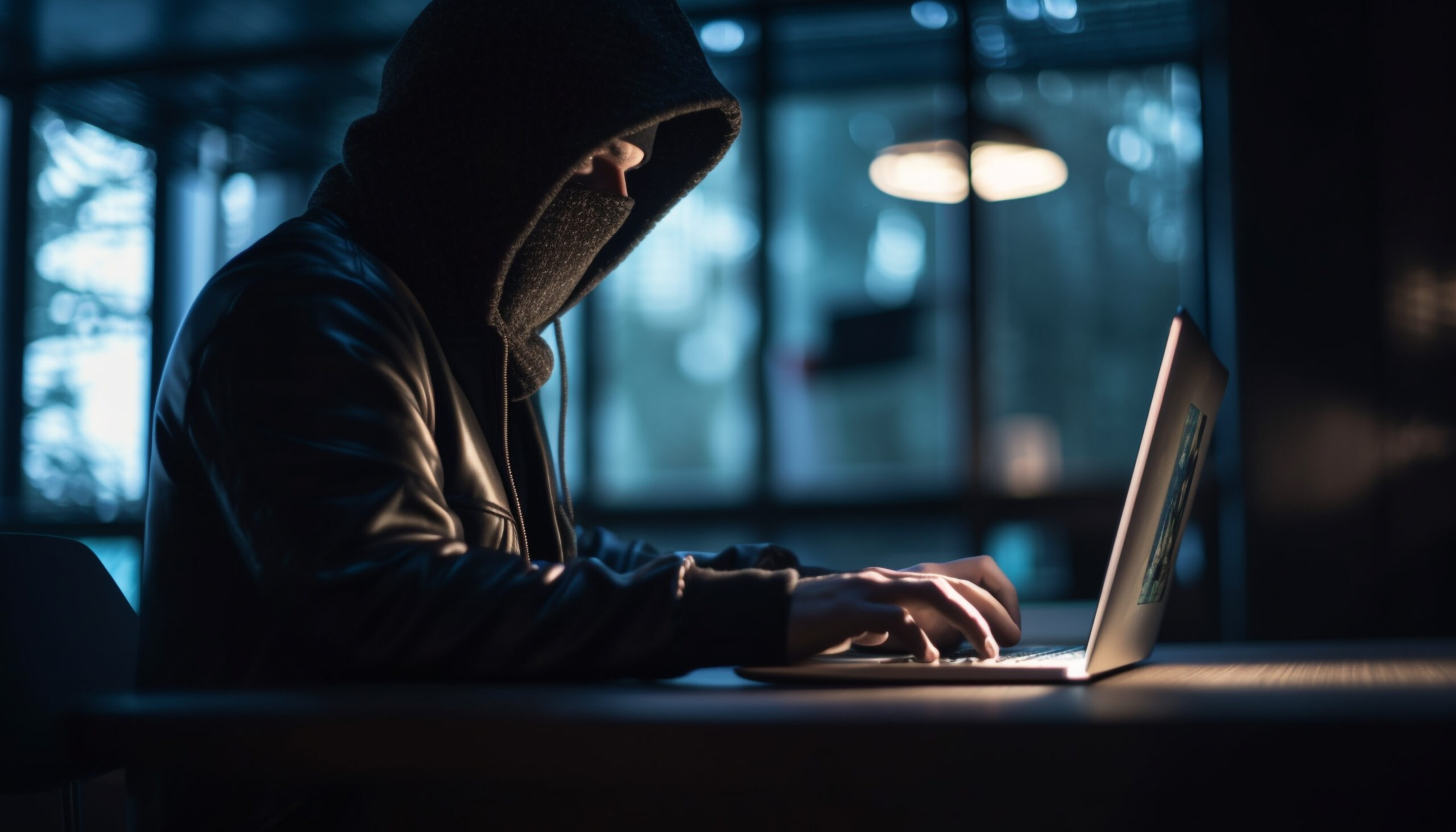one thief typing dangerous password laptop generated by ai