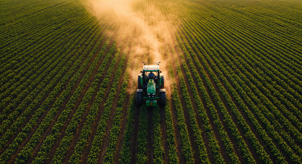 tractor working green field