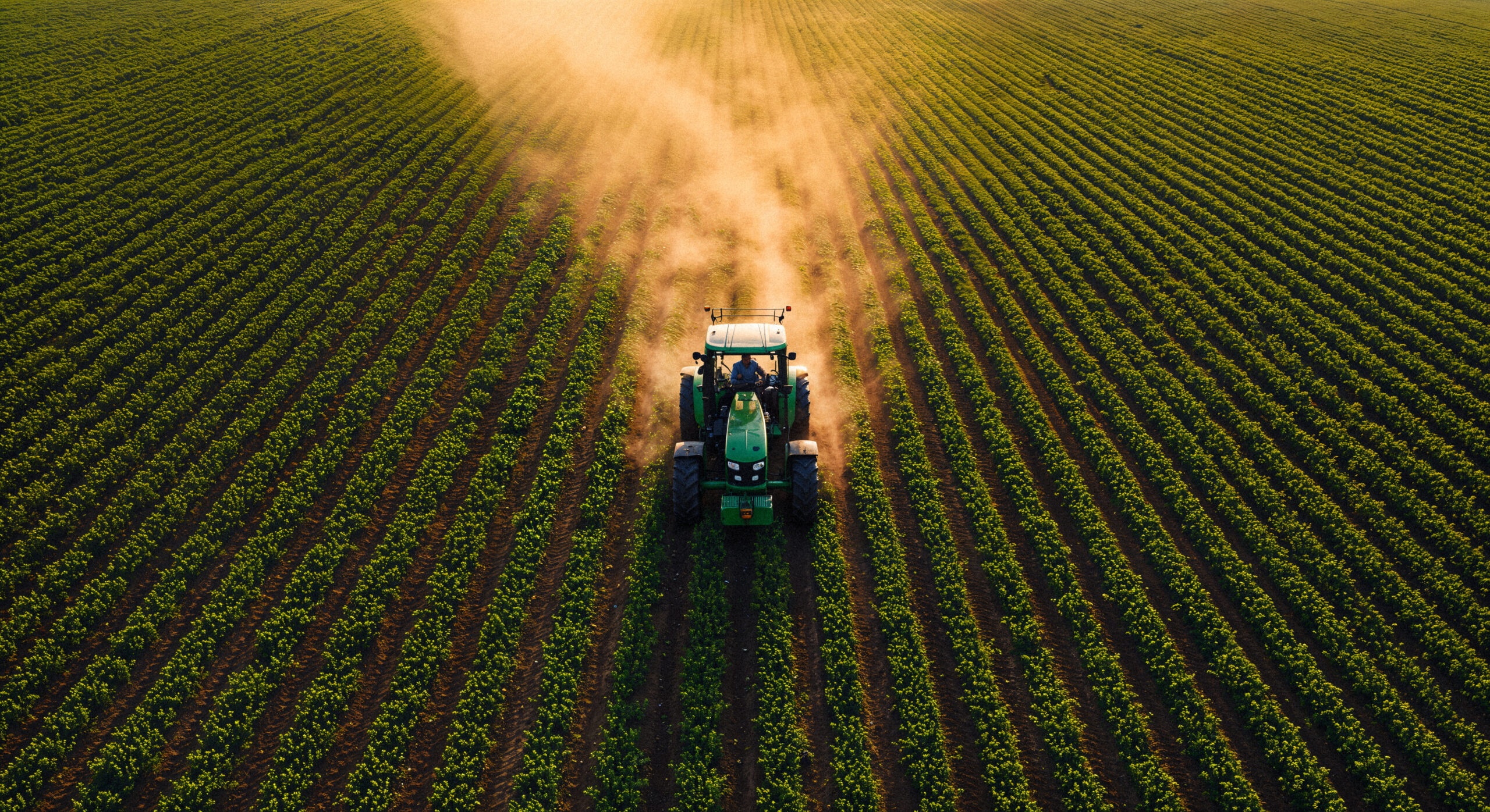tractor working green field